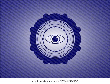 eye icon inside emblem with jean high quality background