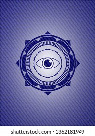 eye icon inside emblem with jean high quality background