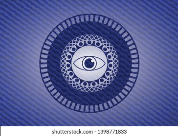 eye icon inside emblem with jean high quality background