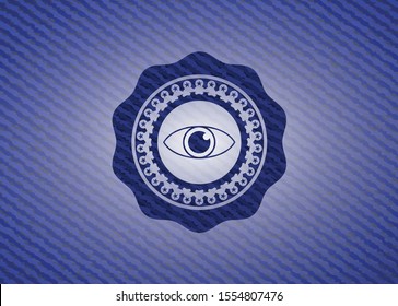 eye icon inside emblem with jean texture