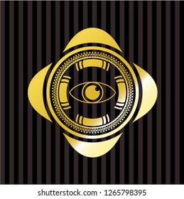 eye icon inside gold emblem or badge