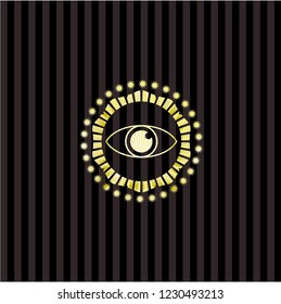 eye icon inside gold shiny badge