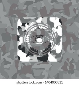 eye icon inside grey camo texture