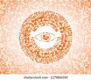 eye icon inside orange mosaic emblem