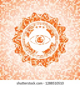 eye icon inside orange mosaic emblem