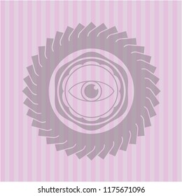eye icon inside pink emblem. Vintage.