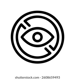 Eye icon inside a prohibition circle symbolizing blocked view or censorship