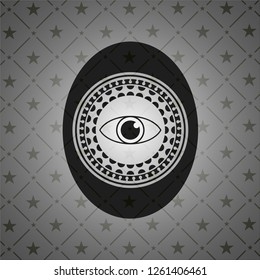 eye icon inside realistic black emblem