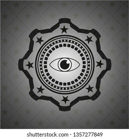 eye icon inside realistic black emblem