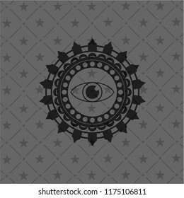 eye icon inside retro style black emblem