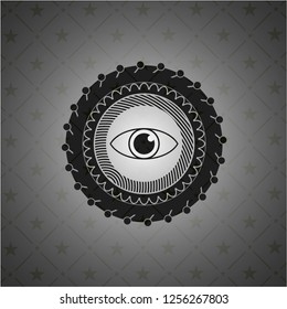 eye icon inside retro style black emblem