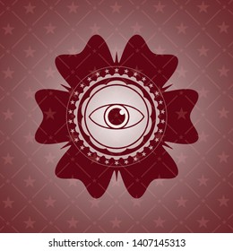 eye icon inside retro style red emblem