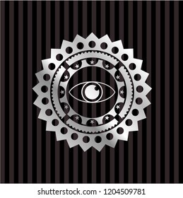 eye icon inside silver badge