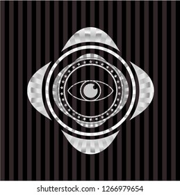 eye icon inside silver shiny emblem