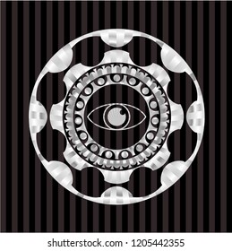 eye icon inside silvery shiny badge