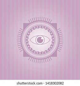 eye icon inside vintage pink emblem