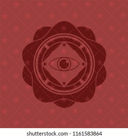 eye icon inside vintage red emblem