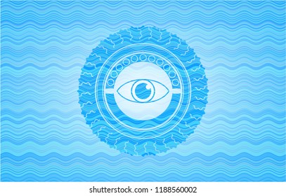 eye icon inside water representation badge background.