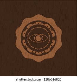 eye icon inside wood emblem. Retro