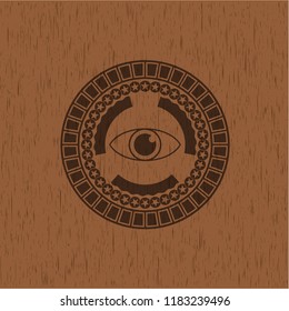 eye icon inside wooden signboards