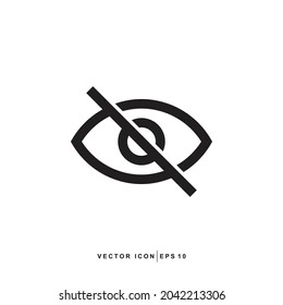 Eye Icon - Invisible Icon Vector Design Flat Style Symbol, Blind Isolated On light Background
