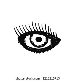 eye icon. isolated object sketch black on white background.