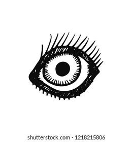 eye icon. isolated object sketch black on white background.