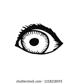 eye icon. isolated object sketch black on white background