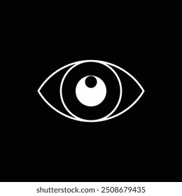 Eye icon isolated on black background. Vector illustration.