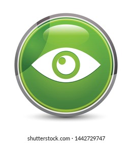 Eye icon isolated on elegant green round button vector illustration