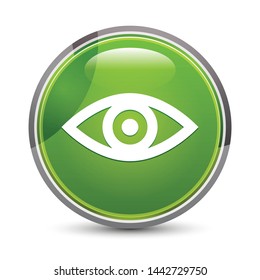 Eye icon isolated on elegant green round button vector illustration