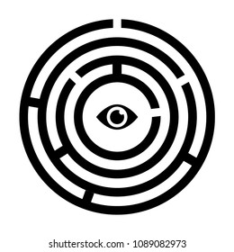 eye icon and labyrinth. Vector illustration