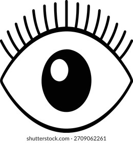 Icono del ojo con las pestañas aisladas en el fondo blanco