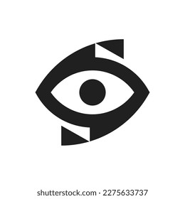 Letra de icono ocular S. Símbolo de visión. Diseño plano. Fabricado en vector