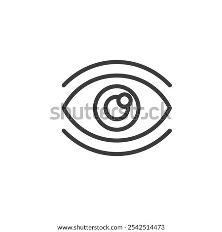 Eye, icon in line design. Eye, vision, sight, pupil, iris, gaze, retina on white background vector. Eye editable stroke icon