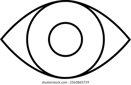 Eye icon in line. Eyesight symbol vector for apps or website. Retina, cornea scan eye icons. Simple eyes silhouette see view vision sight look sign isolated on transparent background