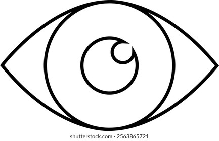 Eye icon in line. Eyesight symbol vector for apps or website. Retina, cornea scan eye icons. Simple eyes silhouette see view vision sight look sign isolated on transparent background