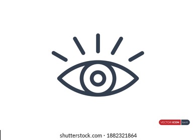 Eye Icon Line. Simple Vision Symbol isolated on White Background. Usable for Web Page Template. Modern Flat Vector Icon Design Concept Element.