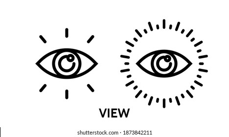 Eye icon. Line Vector illustration. Logo cyber vision isolated element. Metaphor of strategy in business.
