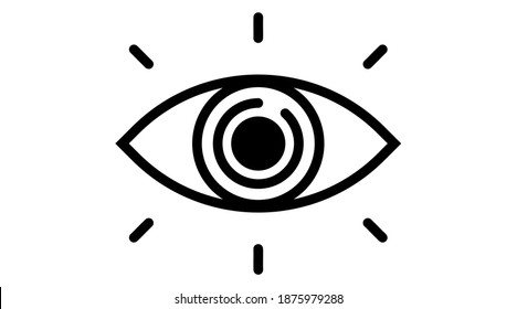 Eye icon. Line Vector illustration. Logo cyber vision isolated element. Metaphor of strategy in business.