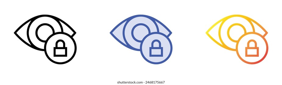 eye icon. Linear, Blue Fill and Gradient Style Design Isolated On White Background