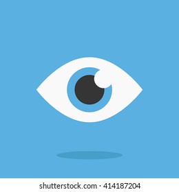 Eye icon. Logo design concept. Flat vector eye icon isolated on blue background