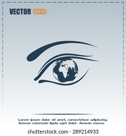 Eye icon. Look at the world with open eyes. Vector illustration.