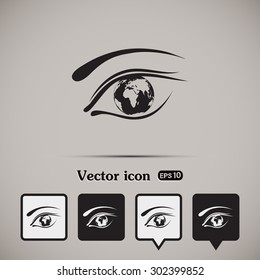 Eye icon. Look at the world with open eyes. Vector illustration.