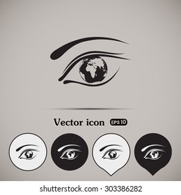 Eye icon. Look at the world with open eyes. Vector illustration.