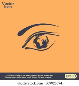 Eye icon. Look at the world with open eyes. Vector illustration.