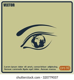 Eye icon. Look at the world with open eyes. Vector illustration.