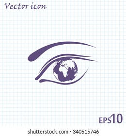Eye icon. Look at the world with open eyes. Vector illustration.