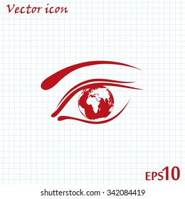 Eye icon. Look at the world with open eyes. Vector illustration.