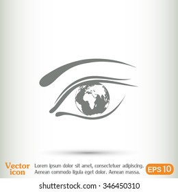 Eye icon. Look at the world with open eyes. Vector illustration.